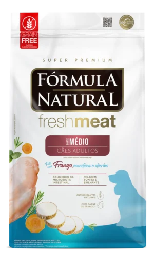Fórmula Natural Fresh Meat – Cão – Adulto – Porte médio – Super Premium – Frango, mandioca e alecrim (12kg)