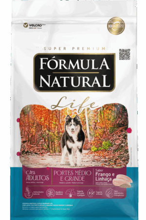 Fórmula Natural Life - Cão - Adulto - Porte médio e grande - Super premium - Frango e Linhaça (15kg)