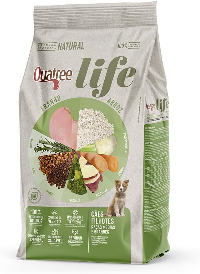 Quatree Life – Cão – Filhote – Porte médio e grande – Premium especial – Frango e arroz (15kg)