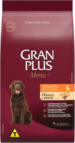 Gran Plus Menu - Cão - Sênior - Porte Médio e Grande - Premium Especial - Frango e Arroz (15kg)