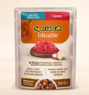Special Cat Ultralife Sachê – Adulto – Premium Especial – Carne (Caixa com 12 unid. de 85g)