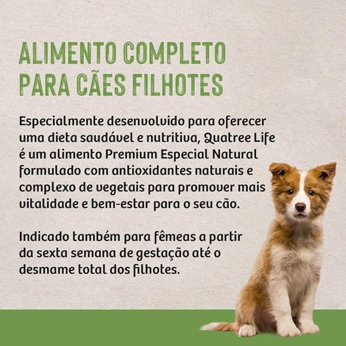 Quatree Life – Cão – Filhote – Porte médio e grande – Premium especial – Frango e arroz (15kg) - Imagem 5