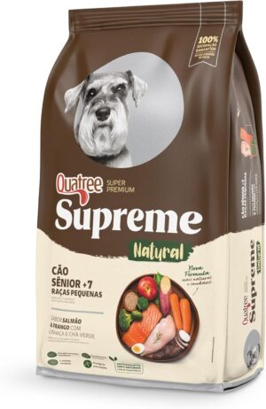 Quatree Supreme Sênior - Cão - Adulto Raça Pequena - Super Premium - Salmão e Frango com Linhaça e Chá Verde (10,1kg)