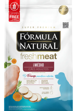 Fórmula Natural Fresh Meat – Cão – Adulto – Porte médio – Super Premium – Frango, mandioca e alecrim (12kg)