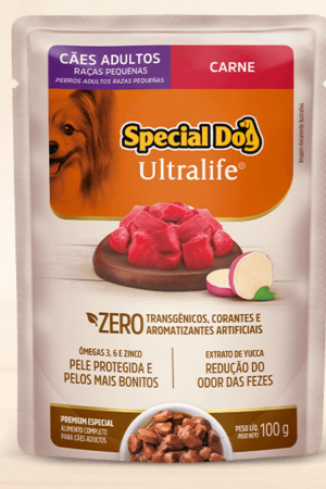 Special Dog Sachê – Adulto – Porte pequeno - Premium Especial – Carne (Caixa com 12 unid. de 100g)