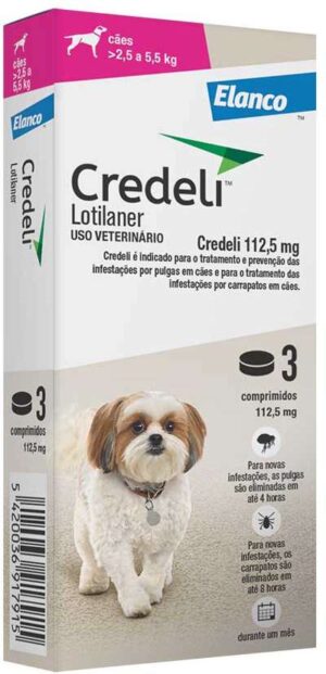 Credeli Tab Antipulgas 112,5mg para cães de 2,5 a 5,5kg (1dose)