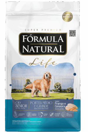 Fórmula Natural Life – Cão – Sênior – Porte médio e grande – Super premium - Frango e Cenoura (15kg)