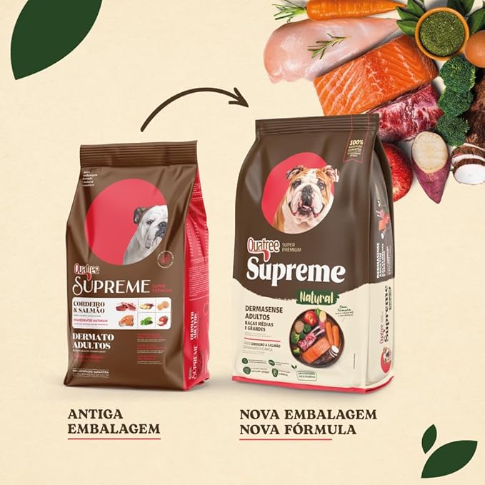 Quatree Supreme Dermasense – Cão – Adulto Raça Média e Grande – Super Premium – Cordeiro e Salmão com Mandioca e Maçã (15kg) - Imagem 3