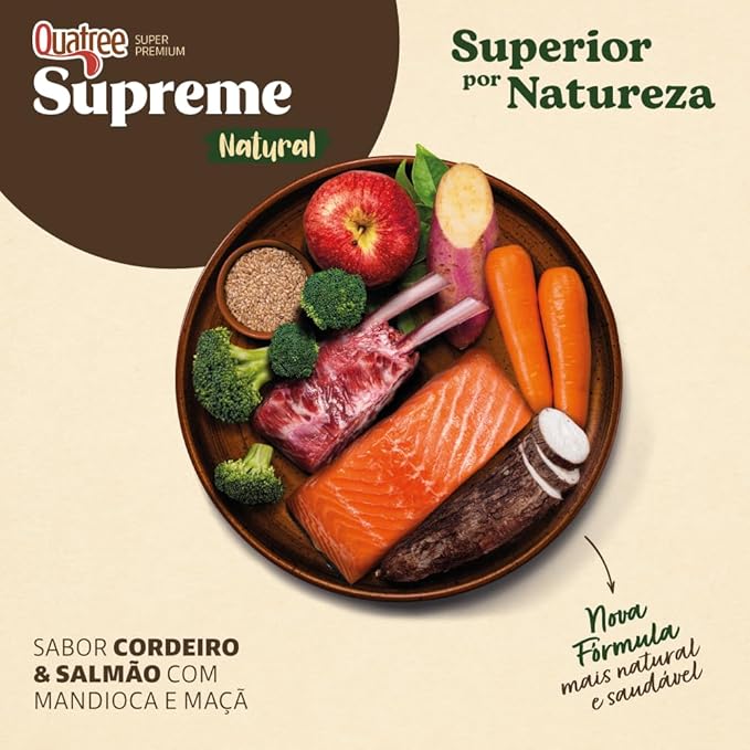 Quatree Supreme Dermasense – Cão – Adulto Raça Média e Grande – Super Premium – Cordeiro e Salmão com Mandioca e Maçã (15kg) - Imagem 4