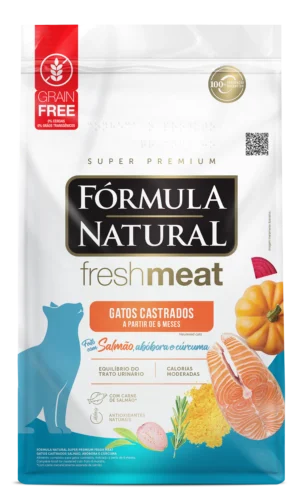 Fórmula Natural Fresh Meat – Gato – Castrado – Super Premium – Salmão, Abóbora e Cúrcuma (10kg)