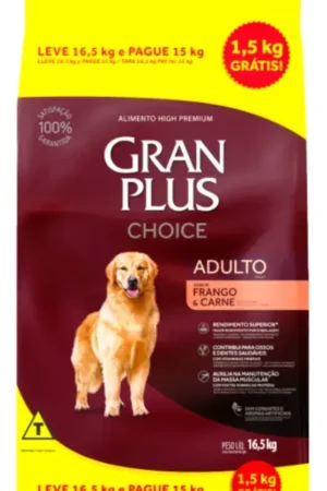 Gran Plus Choice - Cão - Adulto - Premium Especial - Carne e Frango (16,5kg: 15kg + 1,5kg brinde))