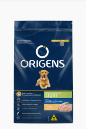 Origens Light – Cão – Adulto – Porte médio e grande – Premium Especial – Frango e cereais (15kg)