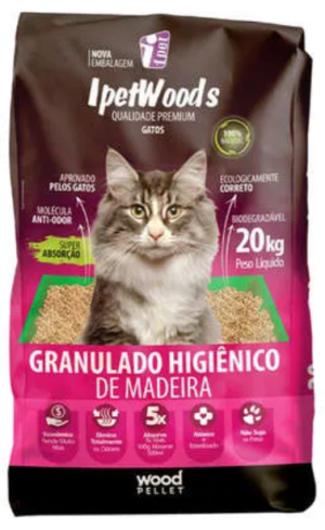 Granulado Higiênico de Madeira Ipet Woods (20Kg)
