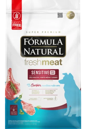 Fórmula Natural Fresh Meat – Sensitive – Cão – Adulto – Porte médio e grande – Super Premium – Cordeiro, mandioca e aloe vera (12kg)