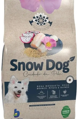 Snow Dog Flores - Cuidados da Pele - Adulto - Porte pequeno - Premium Especial - Rosa mosqueta, peixe branco, pitaya, quinoa (15kg)