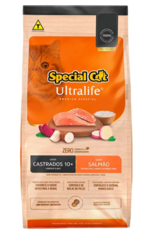Special Cat Ultralife – Gato castrado (10+) –  Premium Especial – Salmão (10,1kg)