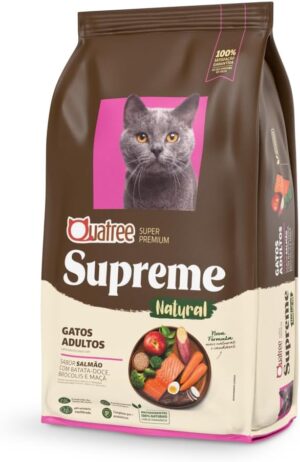 Quatree Supreme Gato Adulto - Super Premium - Salmão com Batata-Doce, Brócolis e Maçã (10,1kg: 10 pacotes de 1kg)