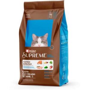 Quatree Supreme Gato Castrado Sênior - Super Premium - Salmão e Frango (10,1kg: 10 pacotes de 1kg)