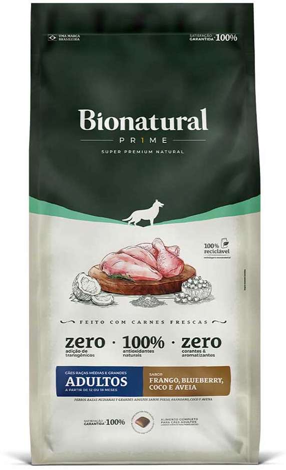 Bionatural Prime - Cão - Adulto - Porte médio e grande - Super Premium - Frango (20kg)