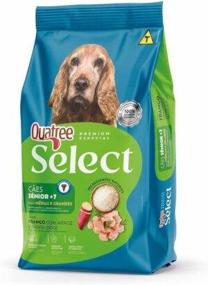 Quatree Select – Cão – Sênior 7+ Porte médio e grande – Premium Especial – Frango com arroz e batata doce (15kg)