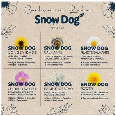 Snow Dog Flores- Adulto - Porte Pequeno - Cuidado da Pele - Flor de Rosa Mosqueta, Peixe Branco, Pitaya e Quinoa (10,1Kg) - Imagem 5