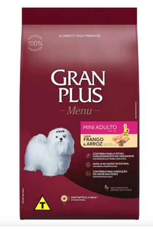 Gran Plus Menu - Cão Adulto - Porte Pequeno e Mini - Frango e Arroz (10,1Kg)