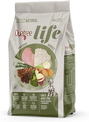Quatree Life – Cão – Adulto – Raça média e grande – Premium especial – Frango e arroz (15kg)