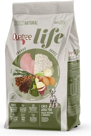 Quatree Life – Cão – Adulto – Raça média e grande – Premium especial – Frango e arroz (15kg)