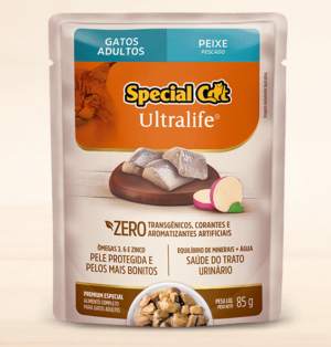 Special Cat Ultralife Sachê – Gato Adulto – Premium Especial – Peixe (Caixa com 12 unid. de 85g)