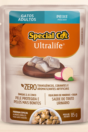 Special Cat Ultralife Sachê – Gato Adulto – Premium Especial – Peixe (Caixa com 12 unid. de 85g)