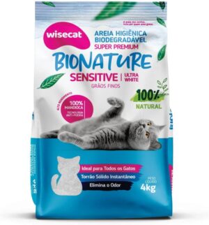 Areia Higiênica Mandioca Wisecat – Grãos Finos – 4Kg