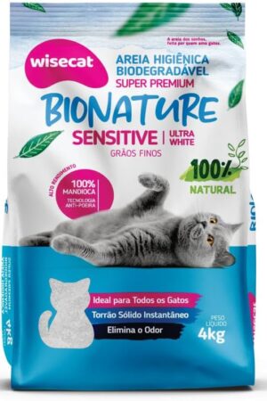 Areia Higiênica Mandioca Wisecat – Grãos Finos – 4Kg