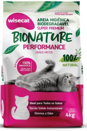 Areia Higiênica Mandioca Wisecat – Grãos Mistos – 4Kg