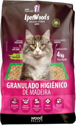 Granulado Higiênico de Madeira Ipet Woods (4Kg)