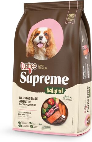 Quatree Supreme Dermasense - Cão - Adulto Raça Pequena - Super Premium - Cordeiro e Salmão com Mandioca e Maçã (10kg)