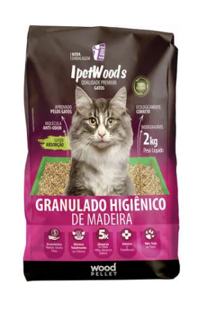 Granulado Higiênico de Madeira Ipet Woods (2Kg)