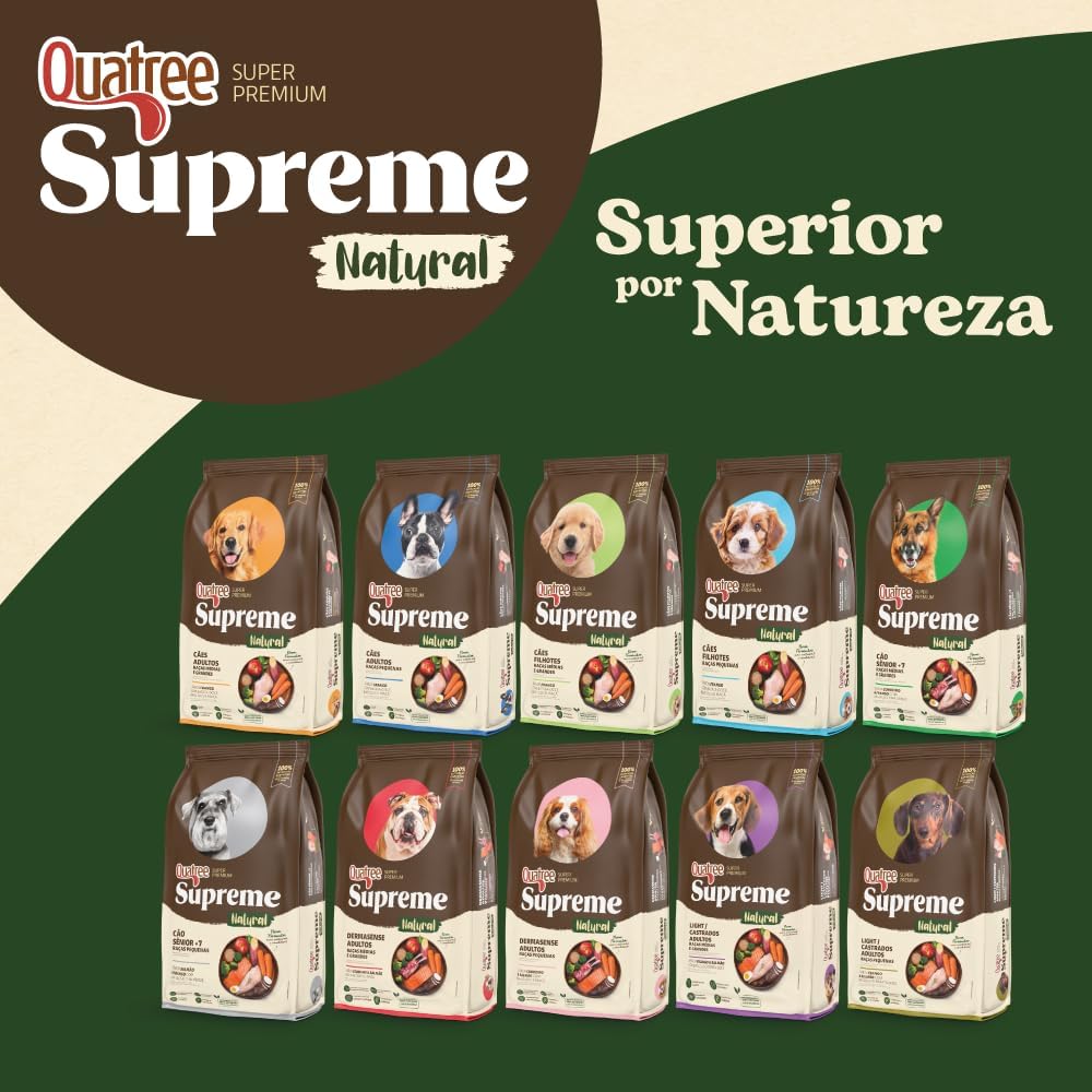 Quatree Supreme Light Castrado - Cão - Adulto Raça Média e Grande - Super Premium - Frango e Salmão com Brócolis e Batata-Doce (15kg) - Imagem 9
