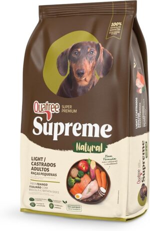 Quatree Supreme Light Castrado - Cão - Adulto Raça Pequena - Super Premium - Frango e Salmão com Brócolis e Batata-Doce (10kg)