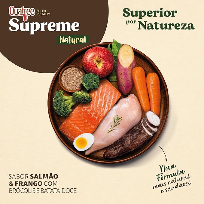 Quatree Supreme Light Castrado - Cão - Adulto Raça Média e Grande - Super Premium - Frango e Salmão com Brócolis e Batata-Doce (15kg) - Imagem 3